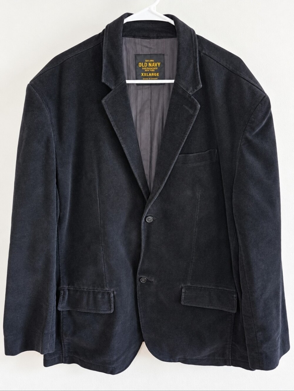 Old Navy Men's XXL Black Cotton Suede Feel Blazer 2 Button Notch Lapel Lined